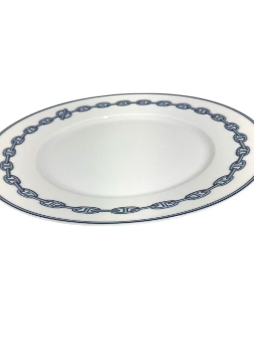 Hermes Plate Chaine D'Ancre Logo Ceramic Blue